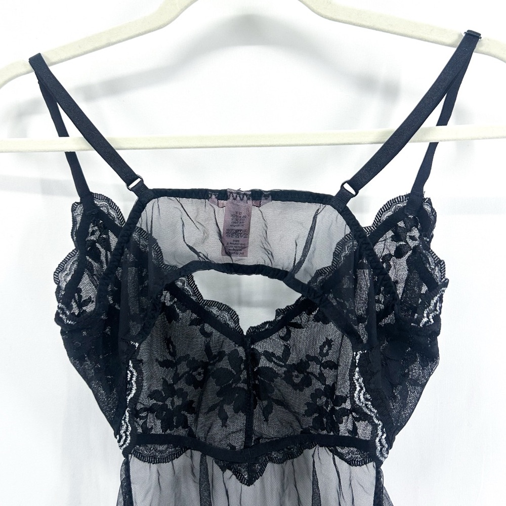 Victoria’s Secret Black Lace Babydoll Sheer Half Slip Medium NWOT - Picture 5 of 7